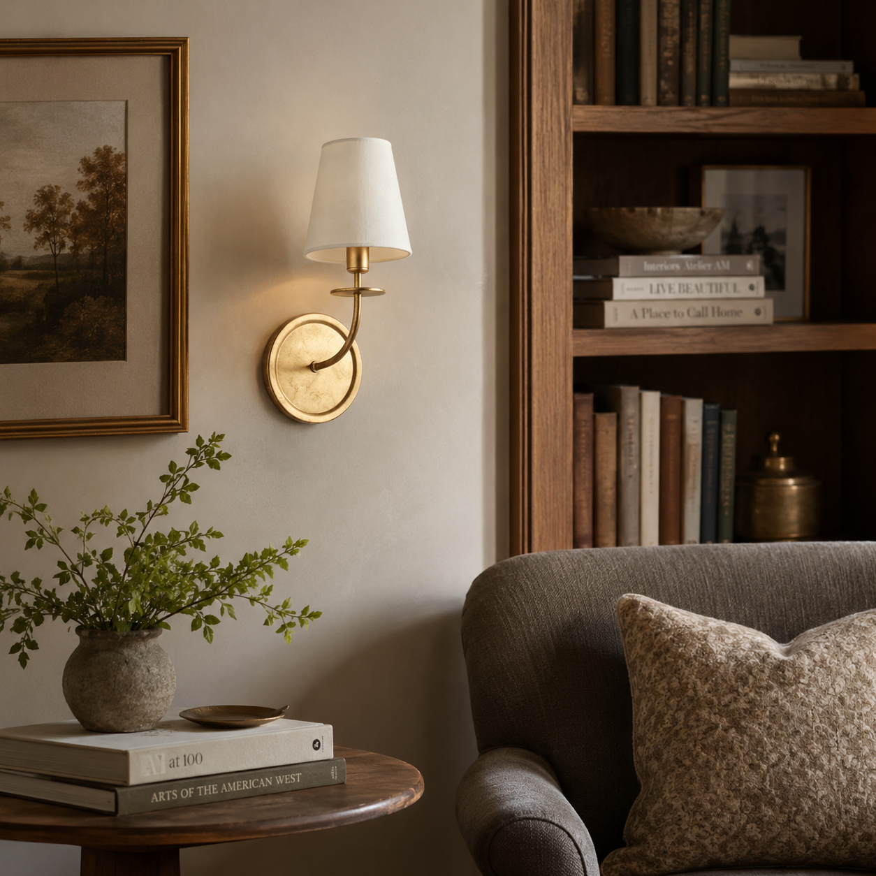 Calvrane Brass Curved Candle Wall Sconce