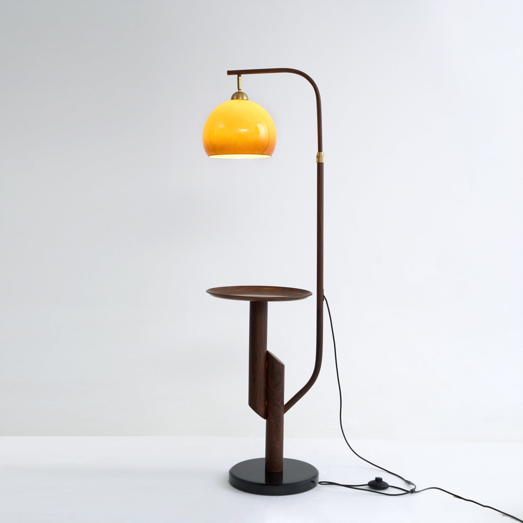 Calvrane Brass Arc Glass Globe Floor Lamp