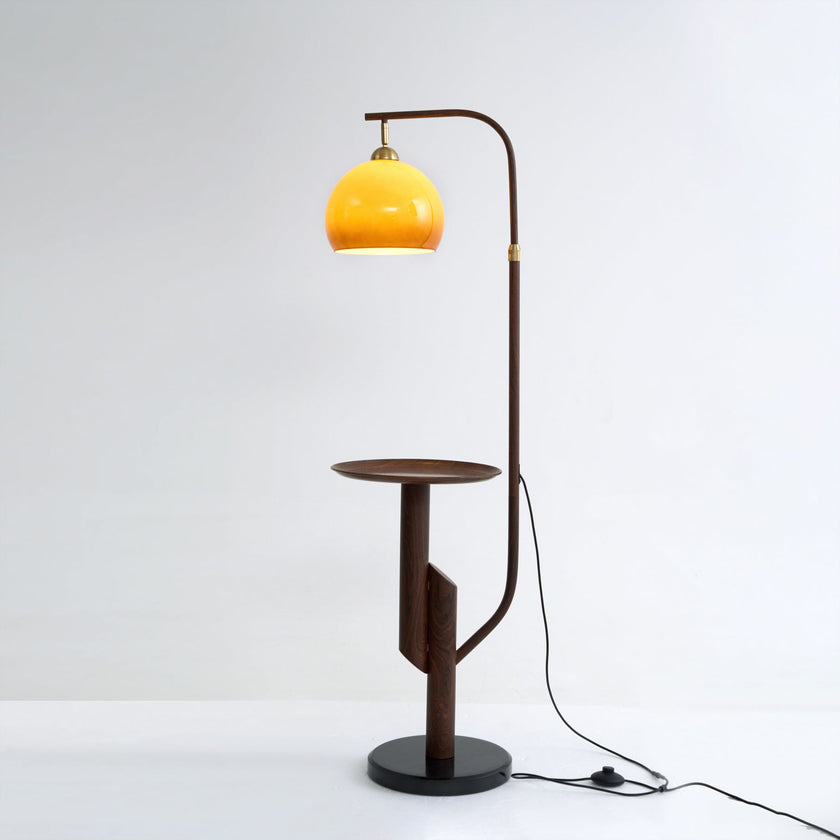 Calvrane Brass Arc Glass Globe Floor Lamp