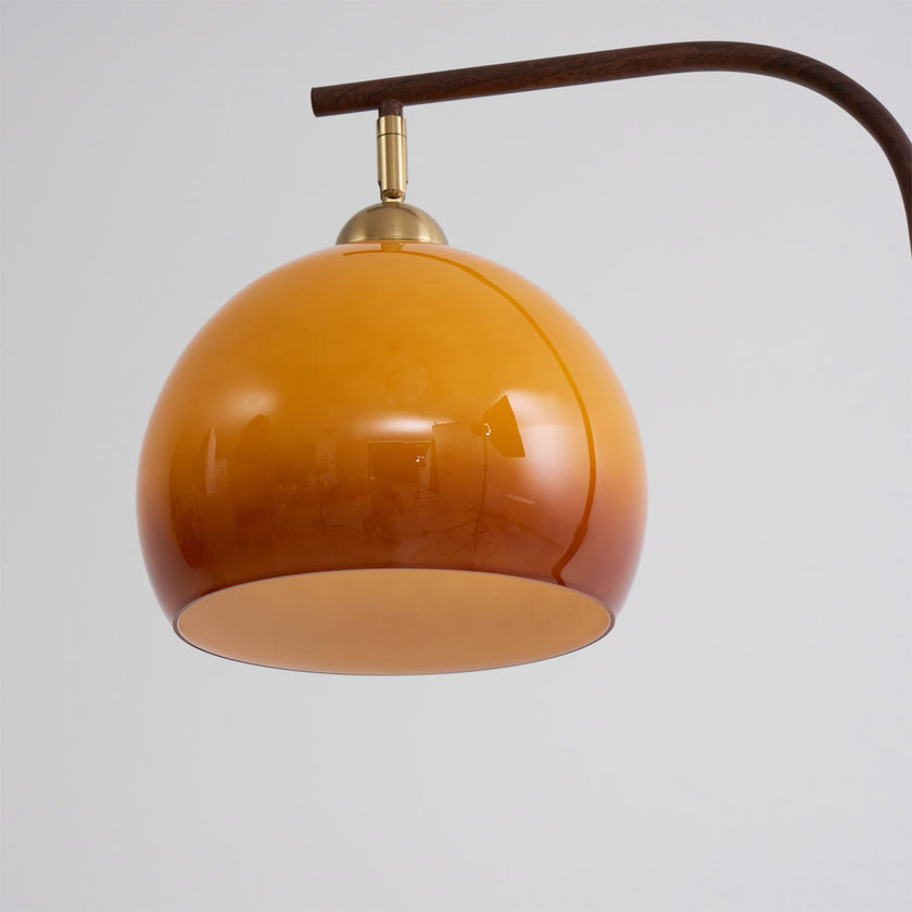 Calvrane Brass Arc Glass Globe Floor Lamp