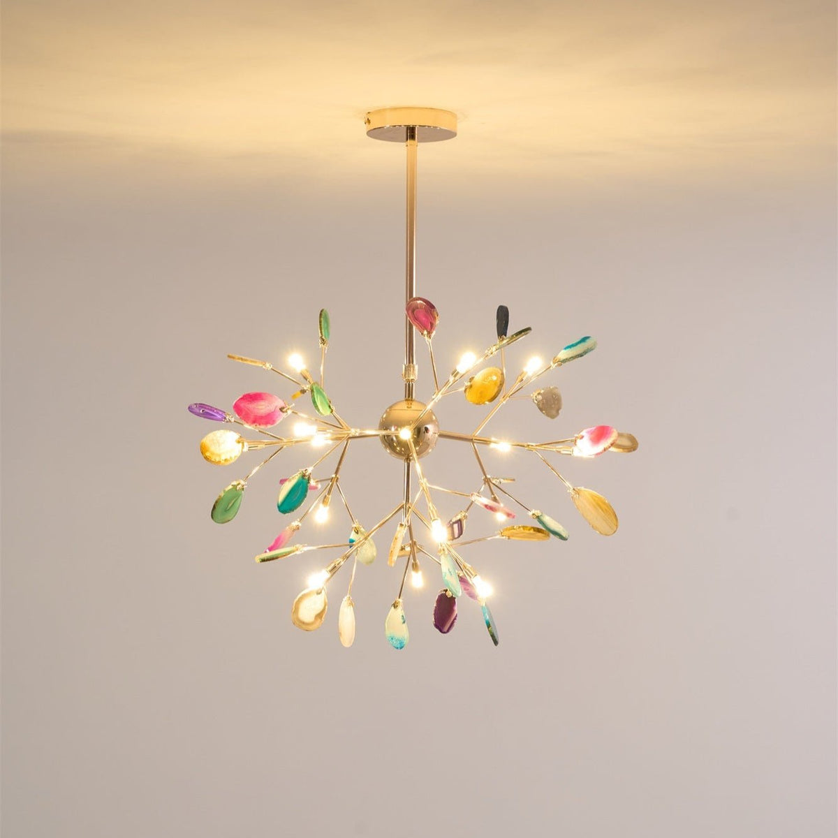 Agate Slice & Brass Chandelier