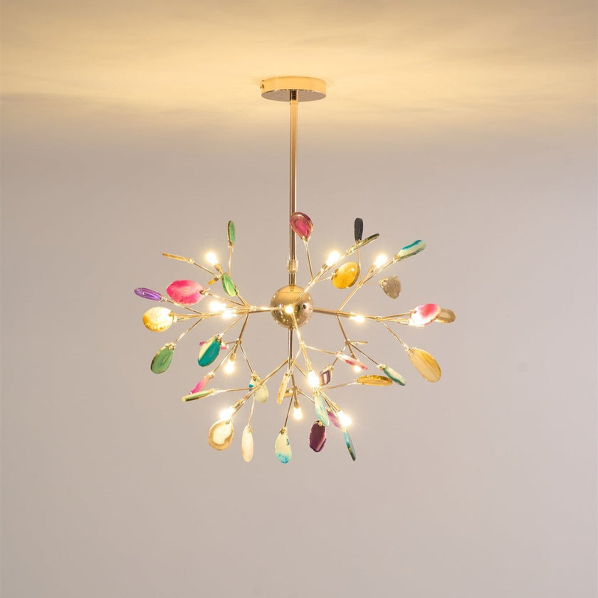 Agate Slice & Brass Chandelier