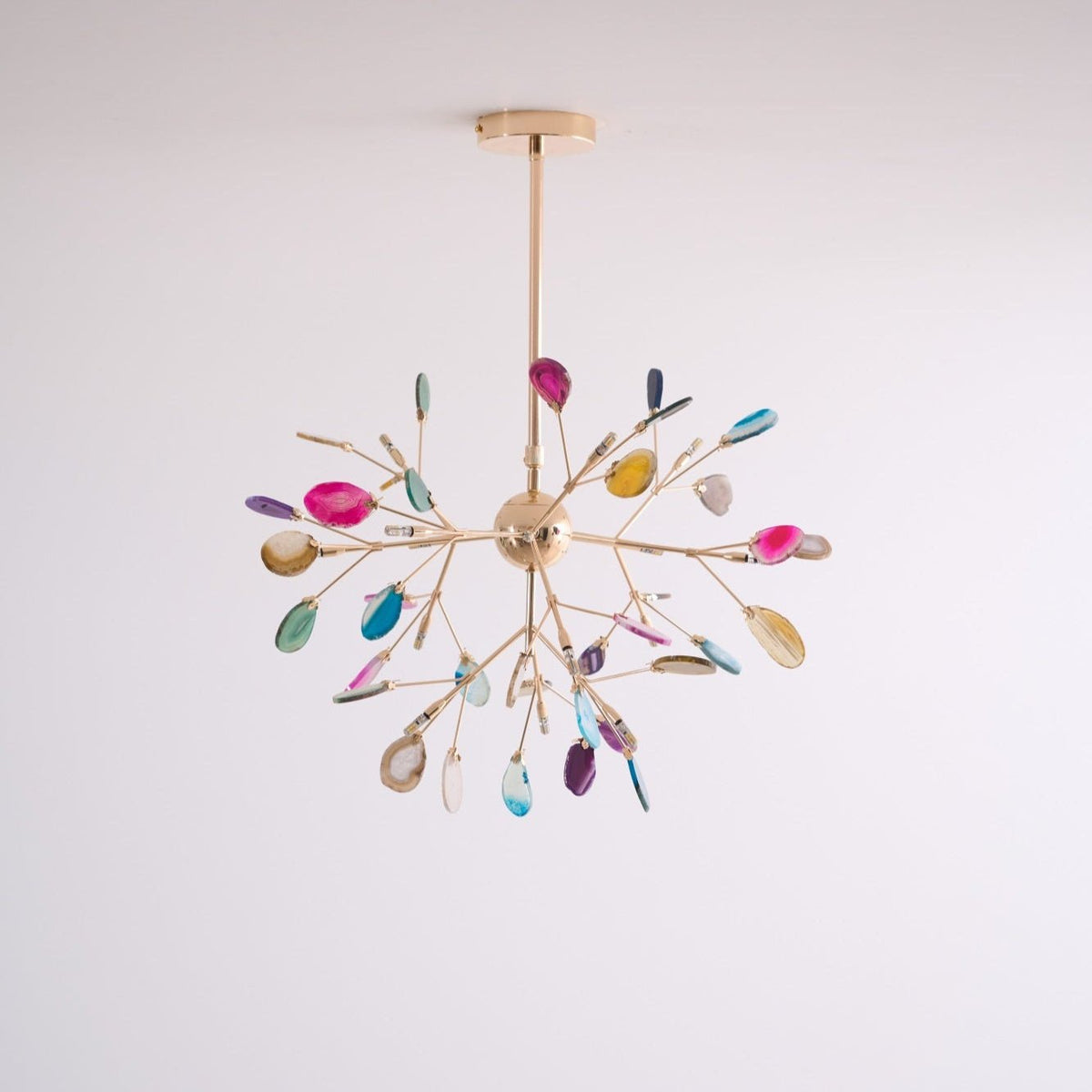 Agate Slice & Brass Chandelier