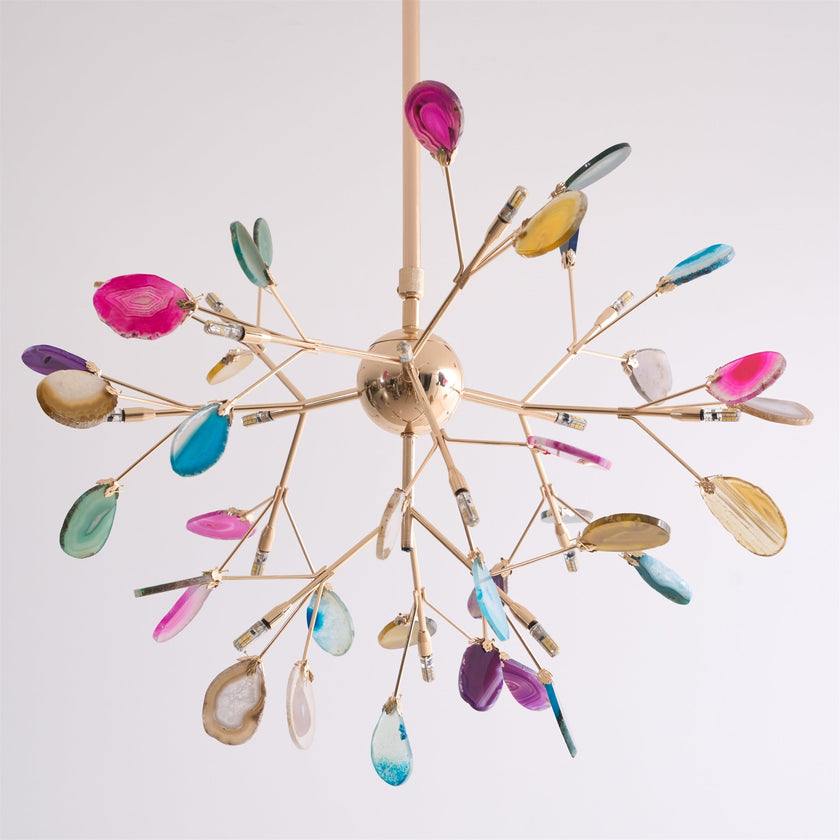 Agate Slice & Brass Chandelier