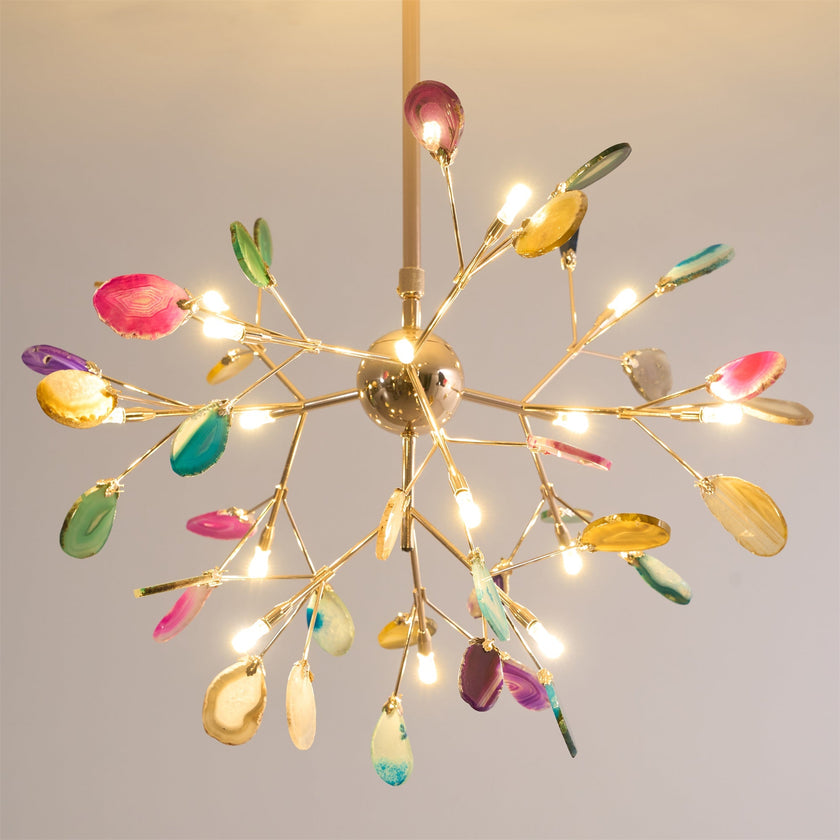 Agate Slice & Brass Chandelier