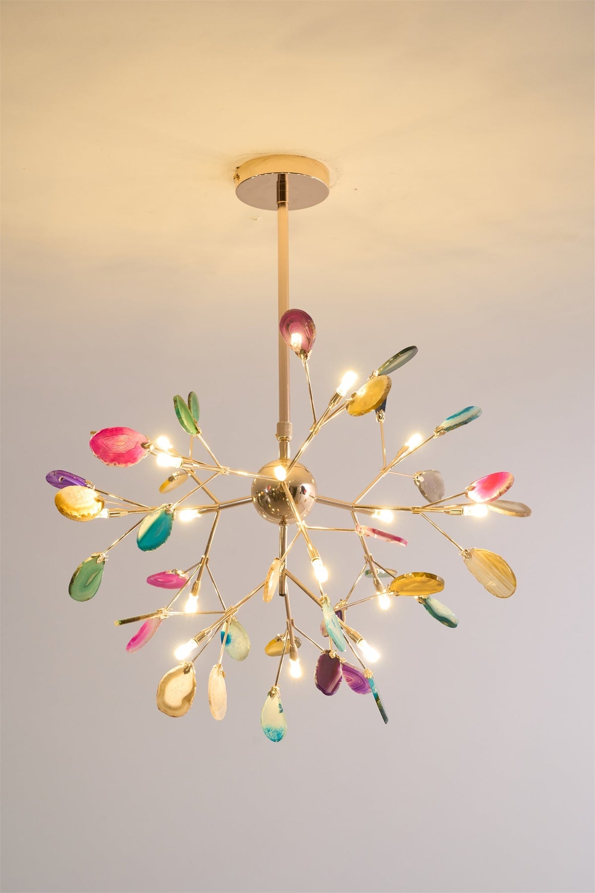 Agate Slice & Brass Chandelier
