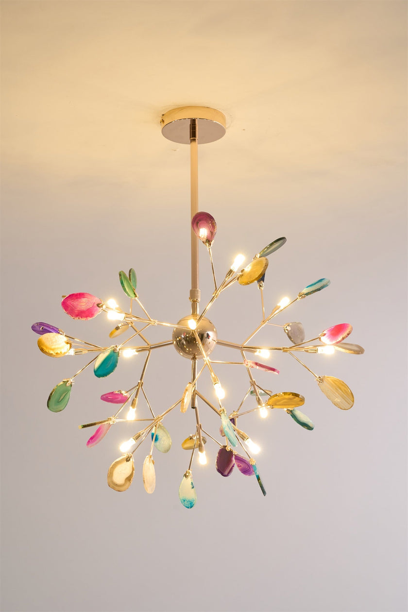 Agate Slice & Brass Chandelier