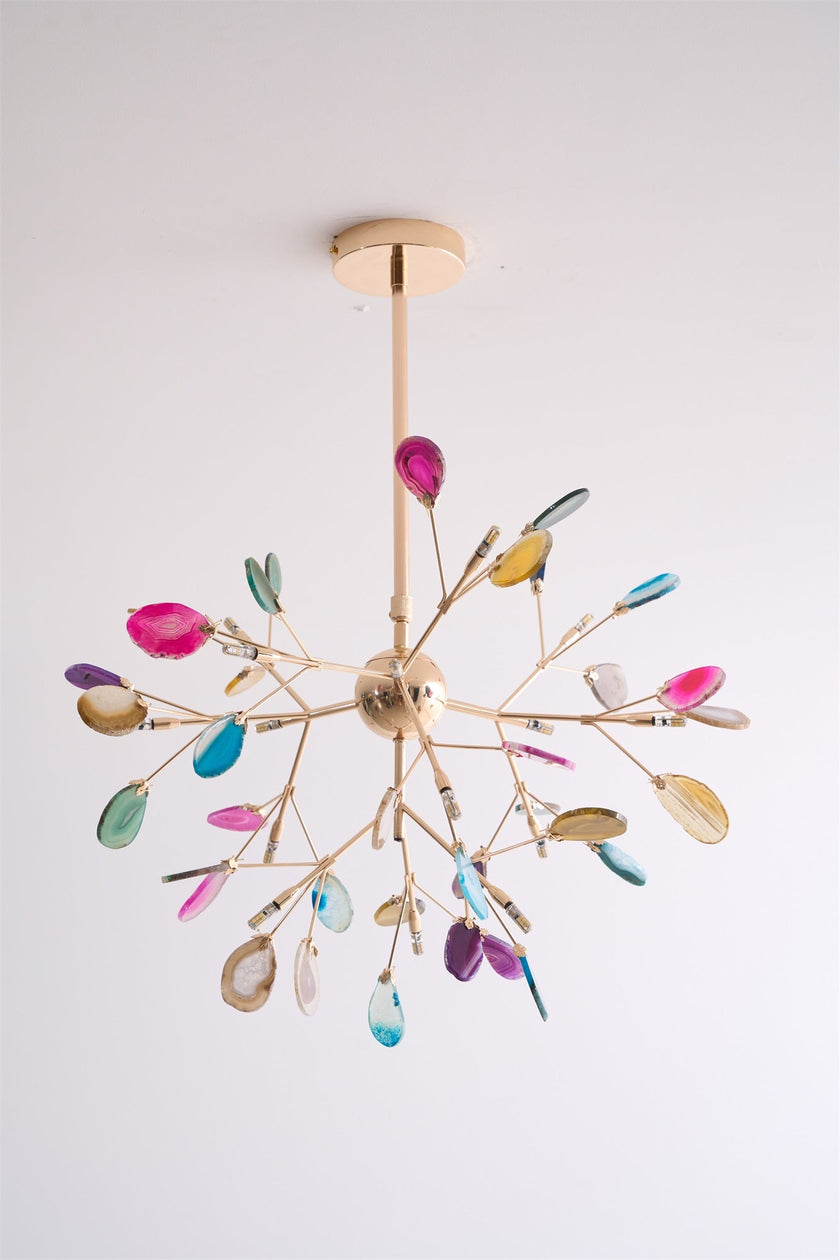 Agate Slice & Brass Chandelier