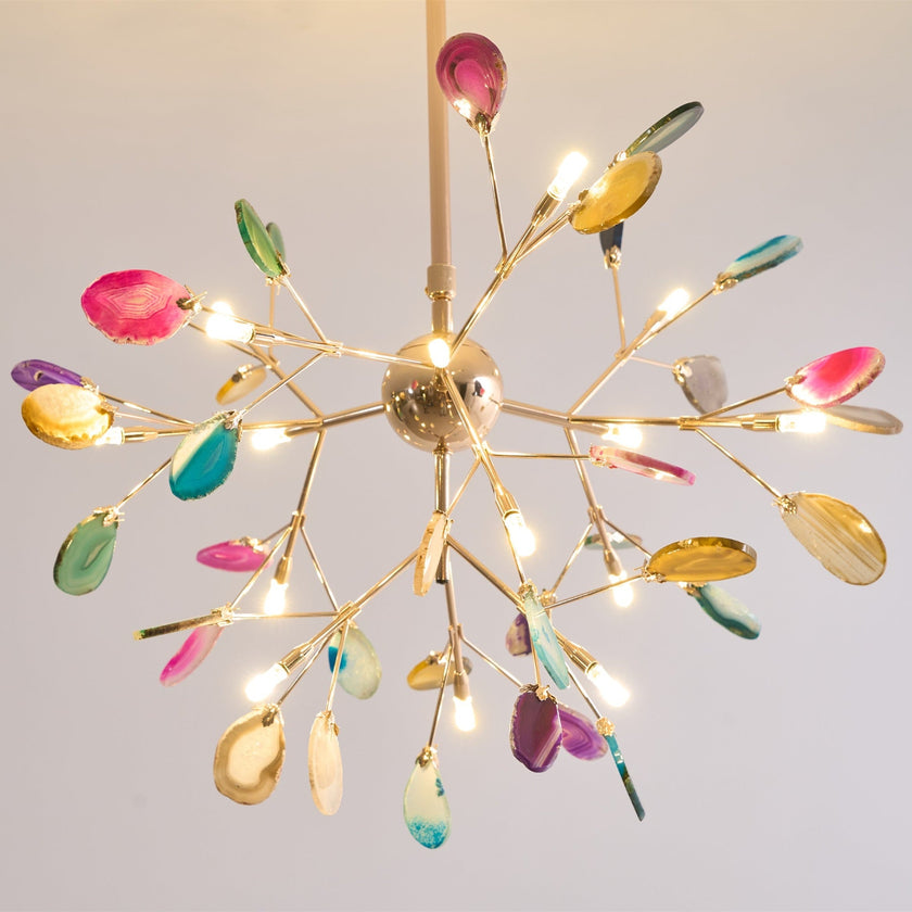 Agate Slice & Brass Chandelier