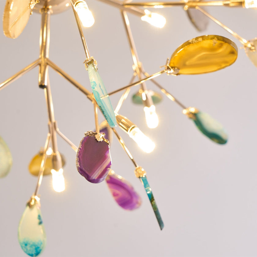 Agate Slice & Brass Chandelier