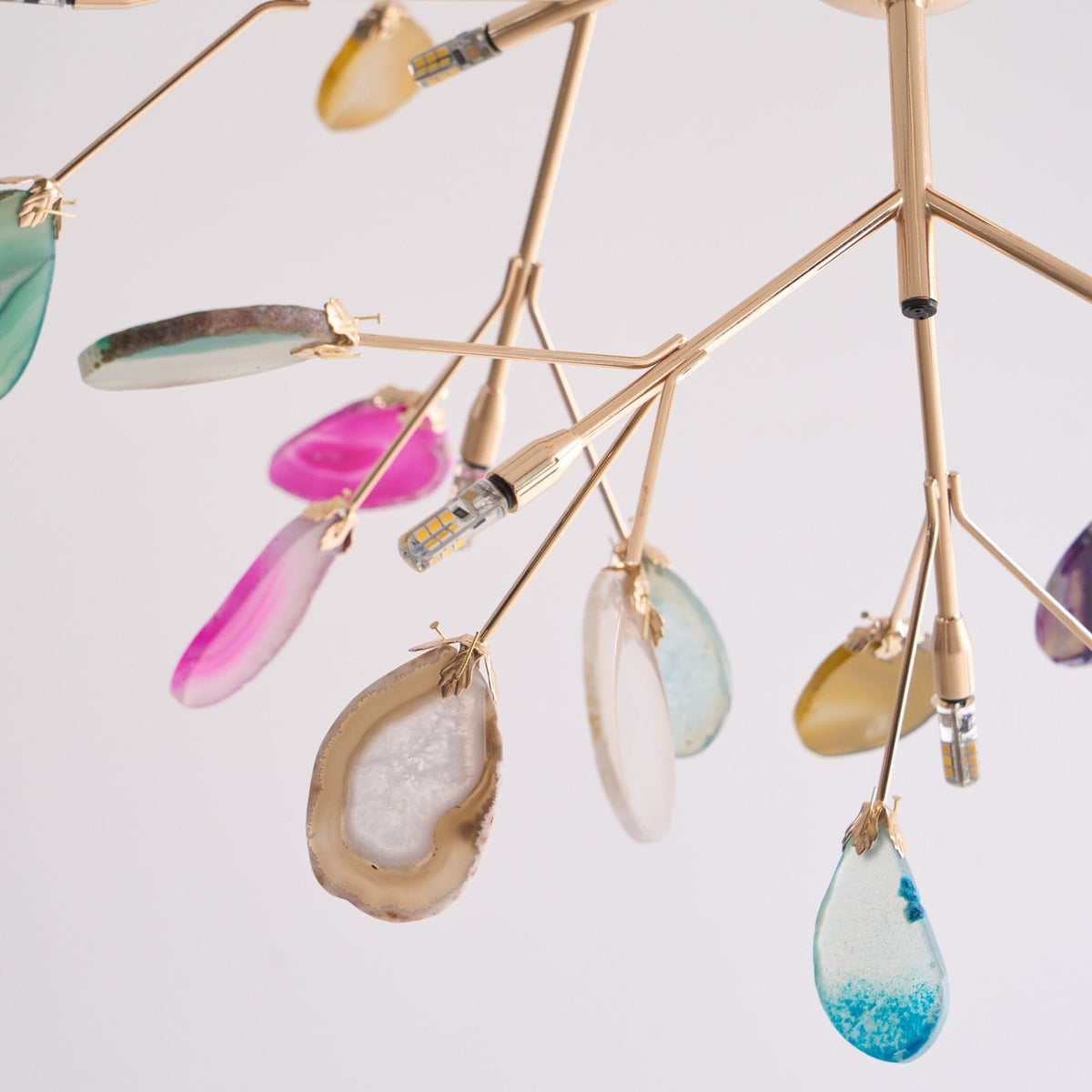 Agate Slice & Brass Chandelier