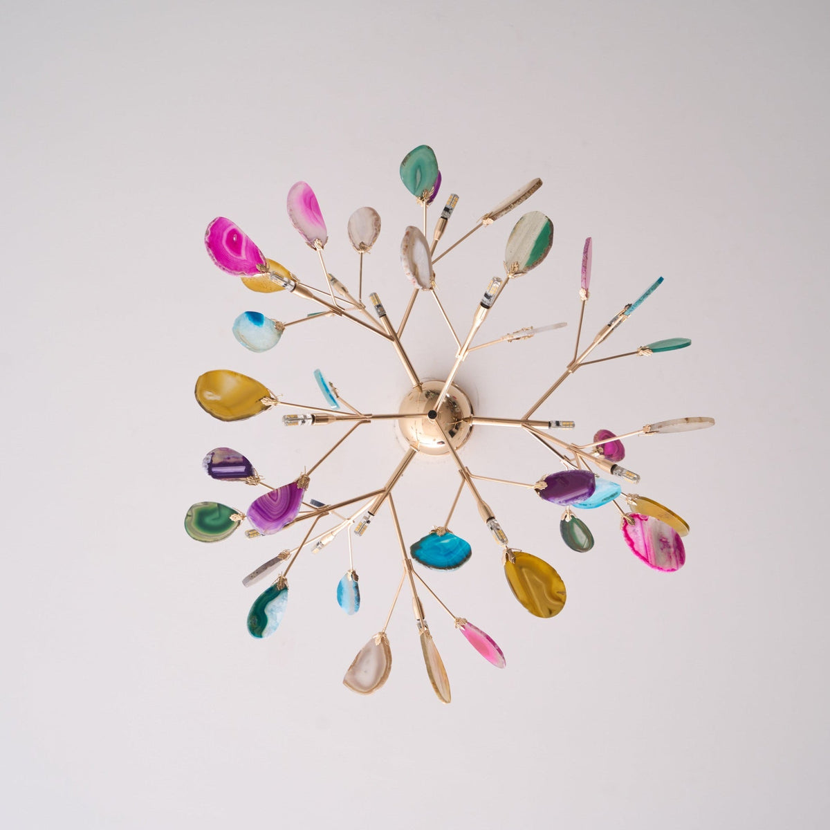 Agate Slice & Brass Chandelier