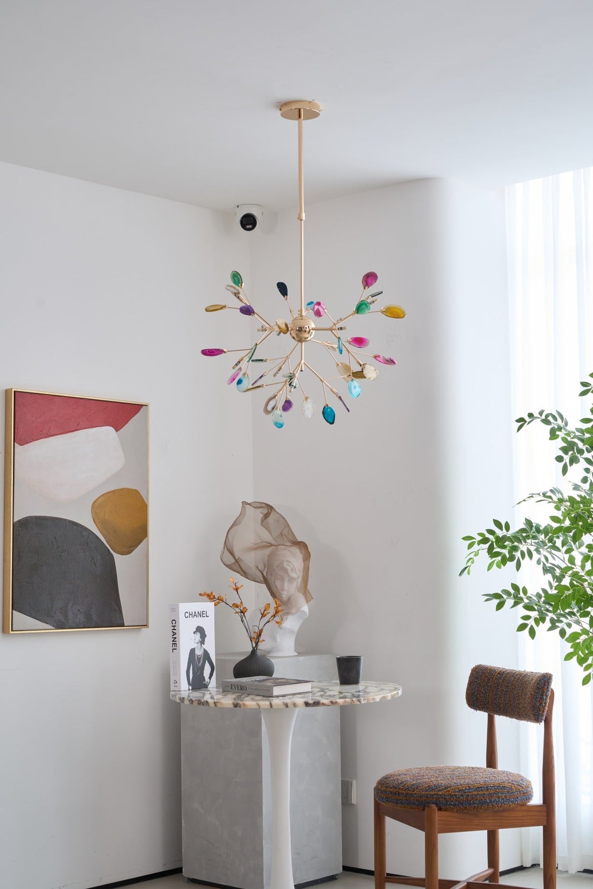 Agate Slice & Brass Chandelier
