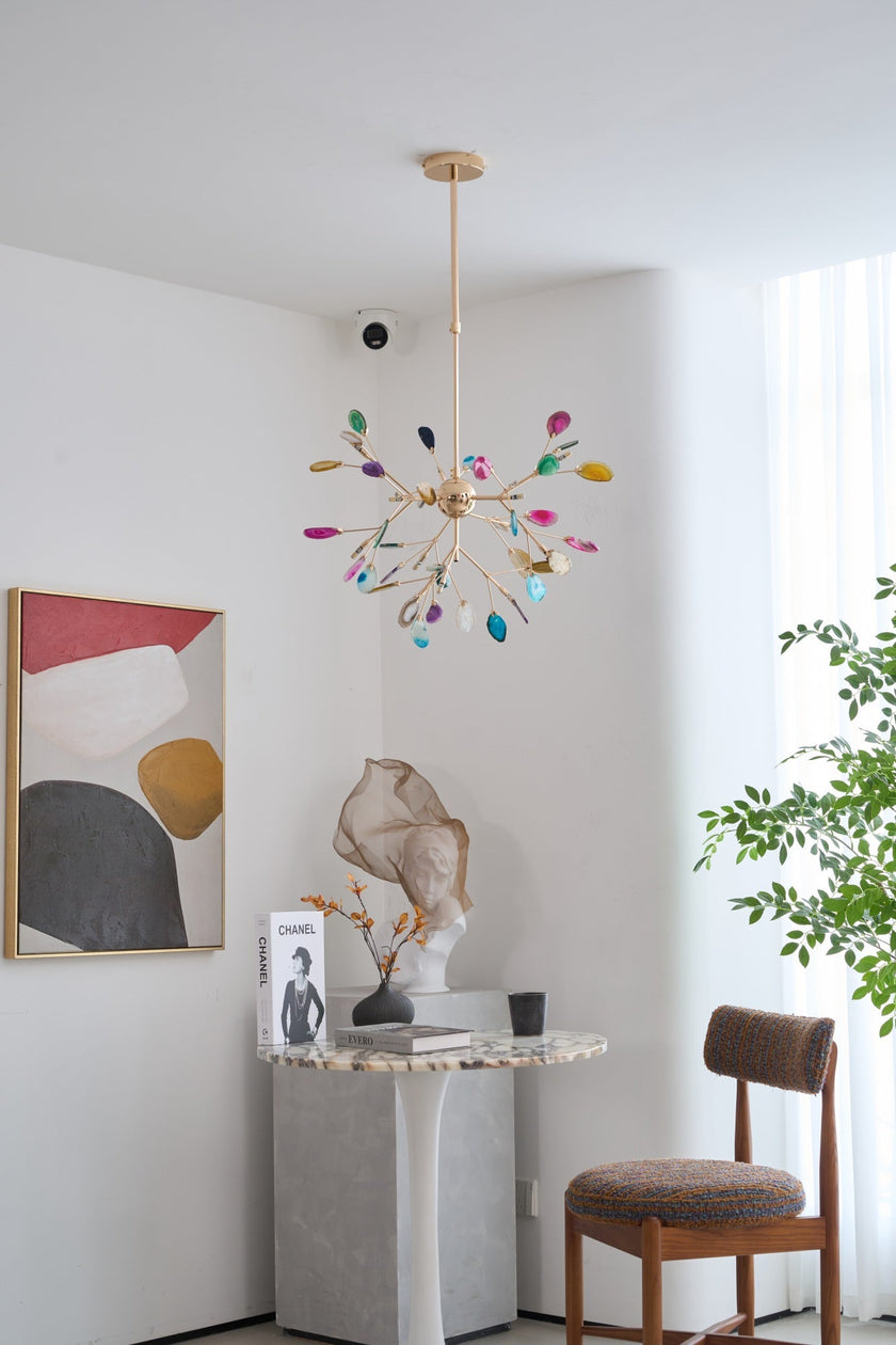 Agate Slice & Brass Chandelier