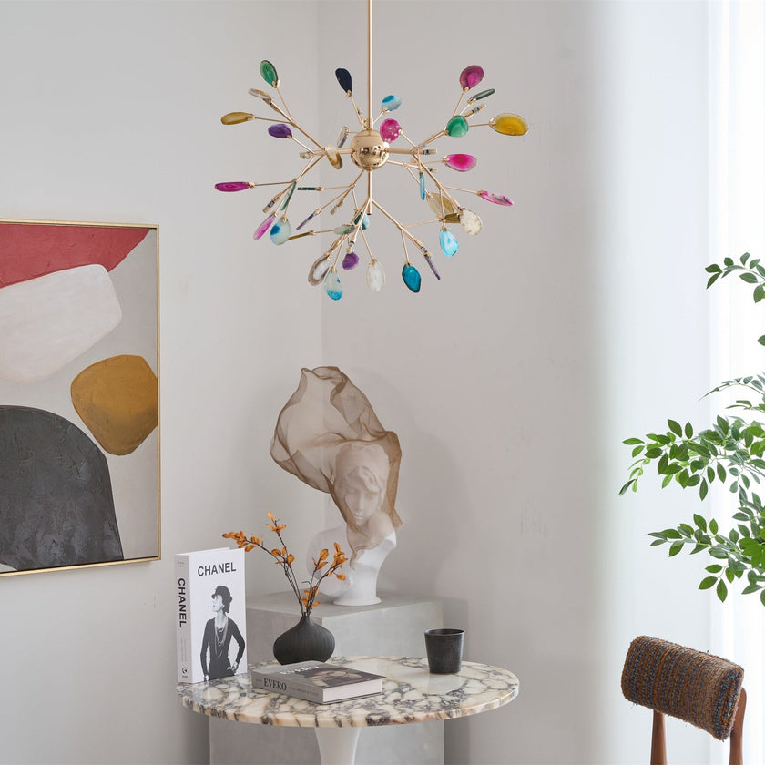 Agate Slice & Brass Chandelier