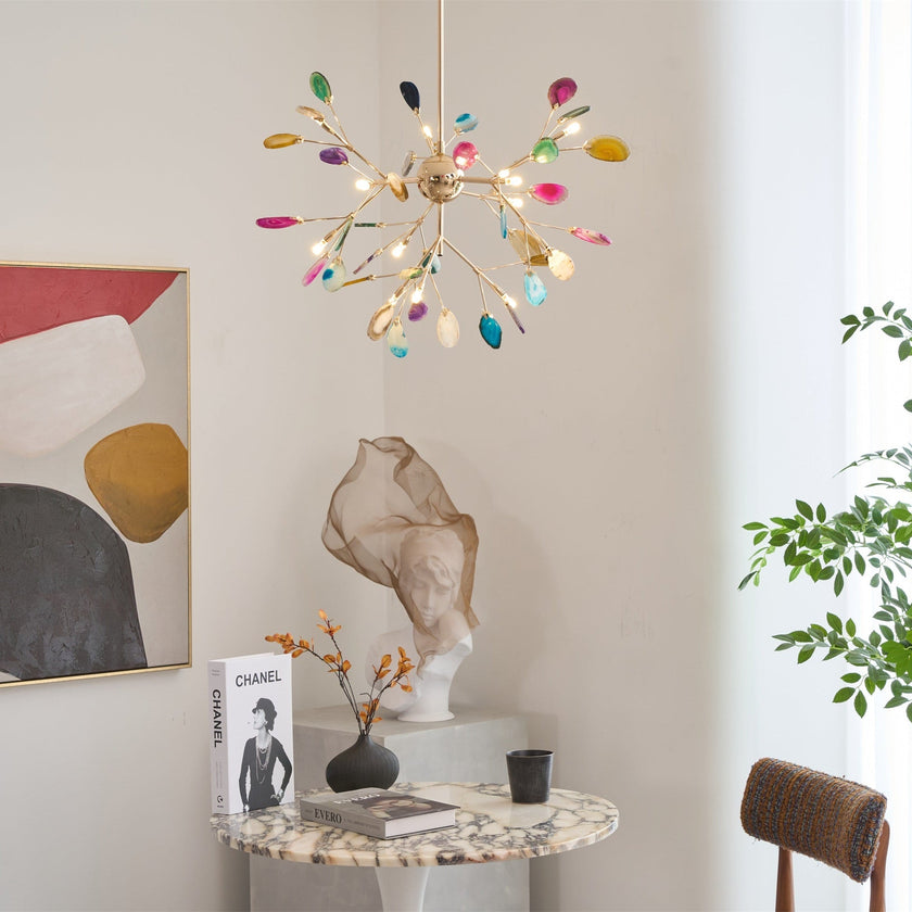 Agate Slice & Brass Chandelier