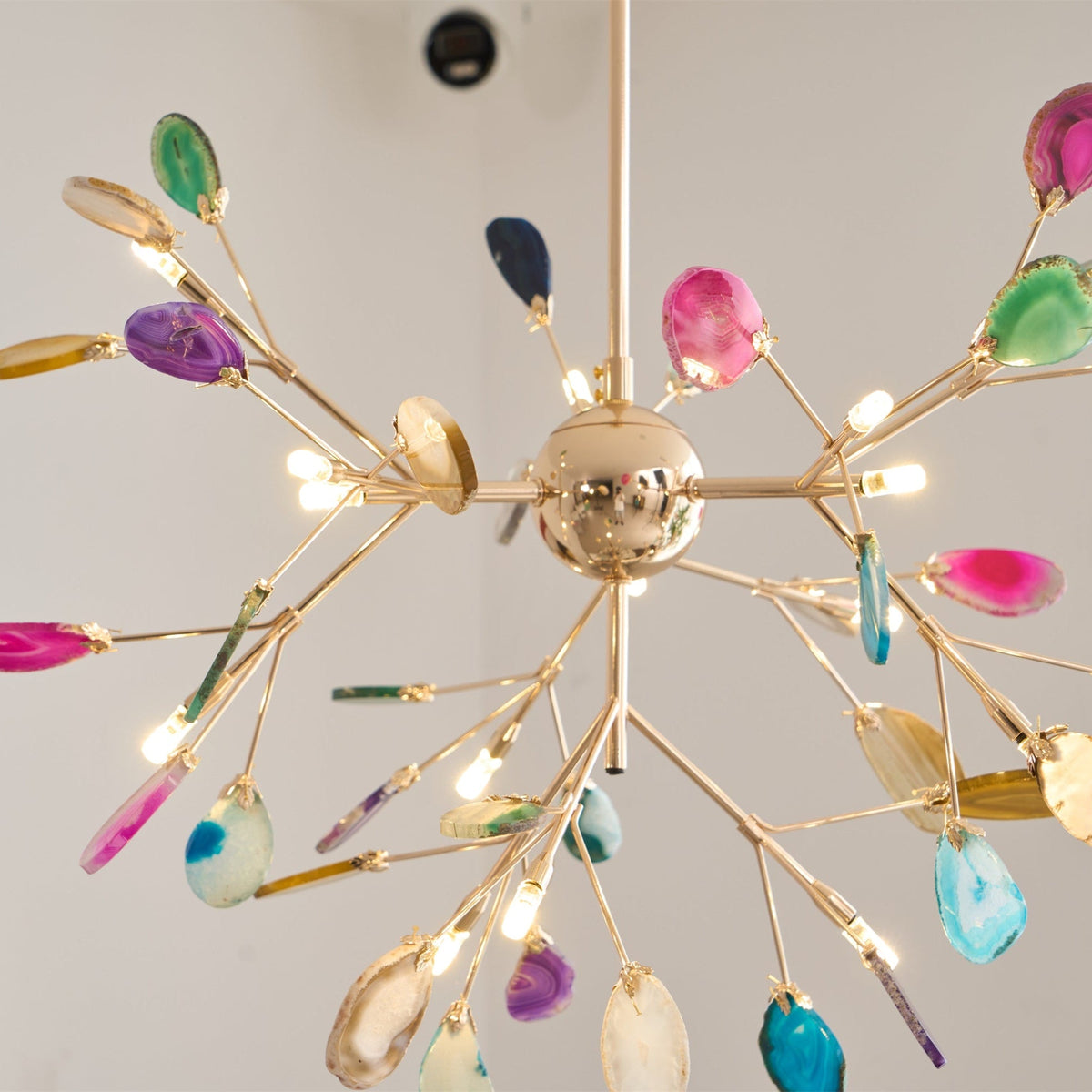 Agate Slice & Brass Chandelier