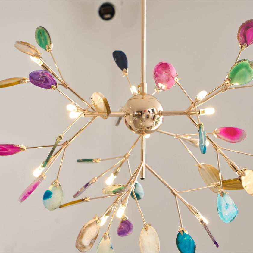 Agate Slice & Brass Chandelier