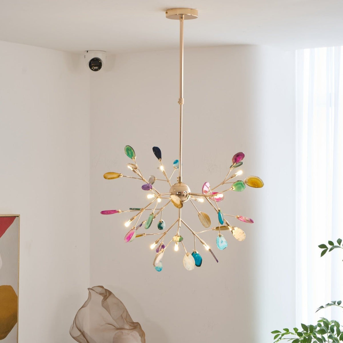 Agate Slice & Brass Chandelier