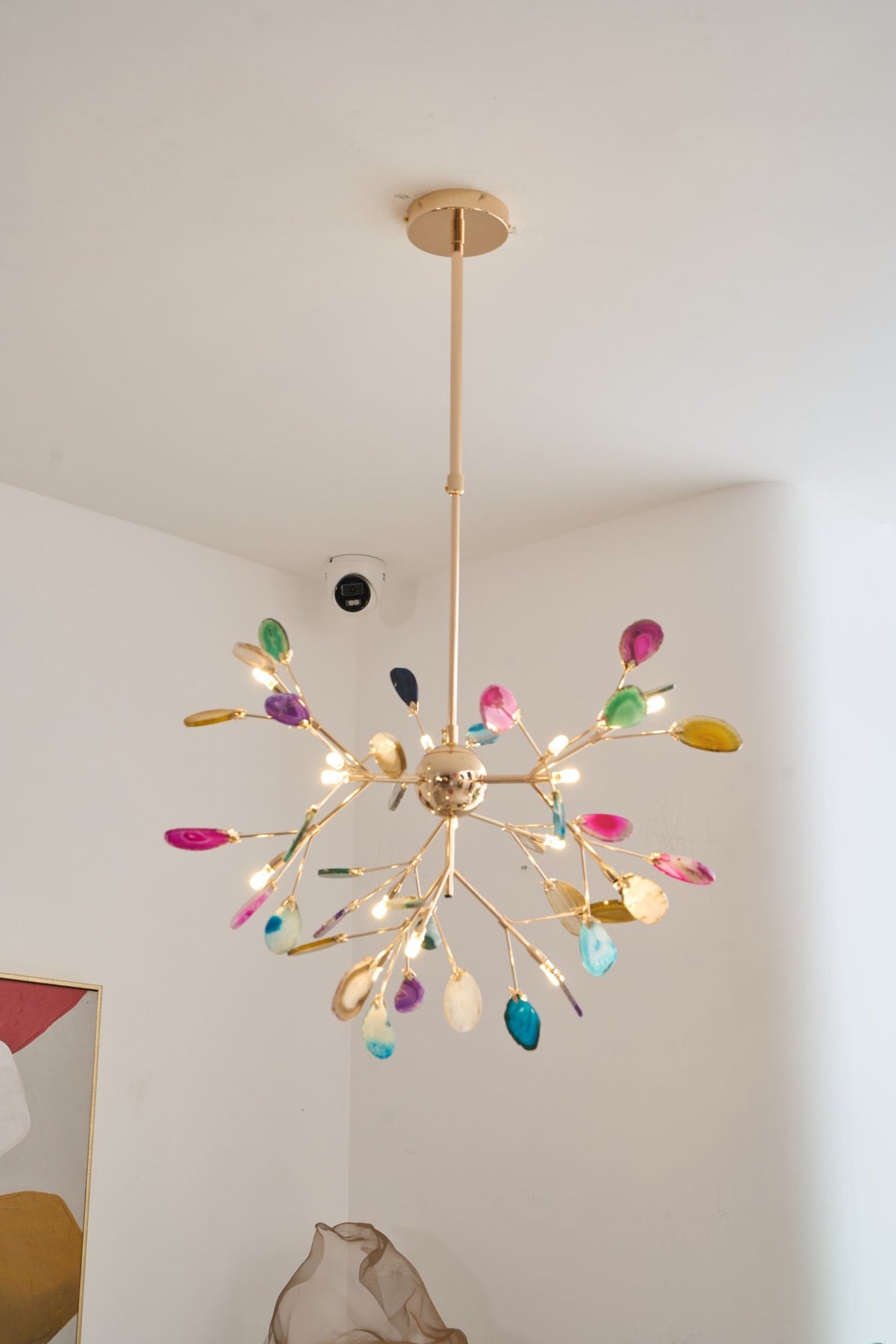 Agate Slice & Brass Chandelier