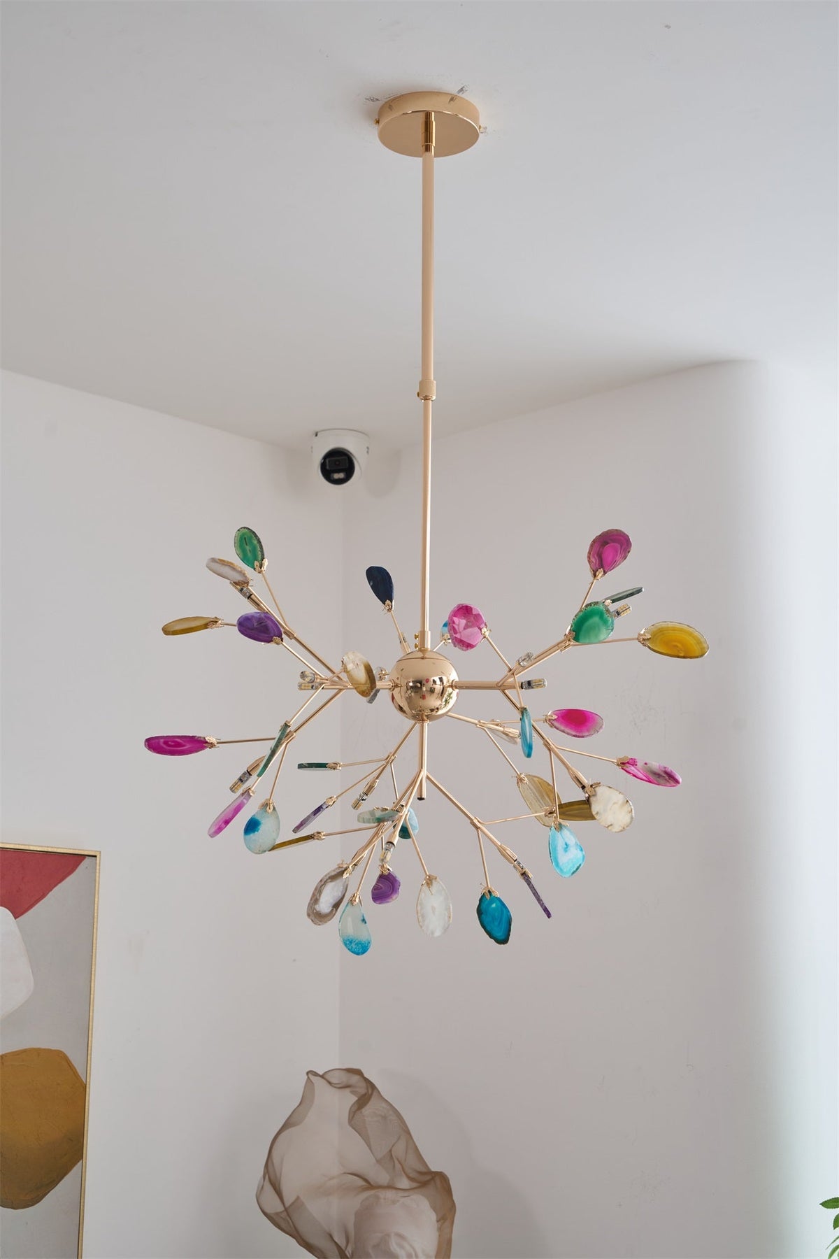 Agate Slice & Brass Chandelier