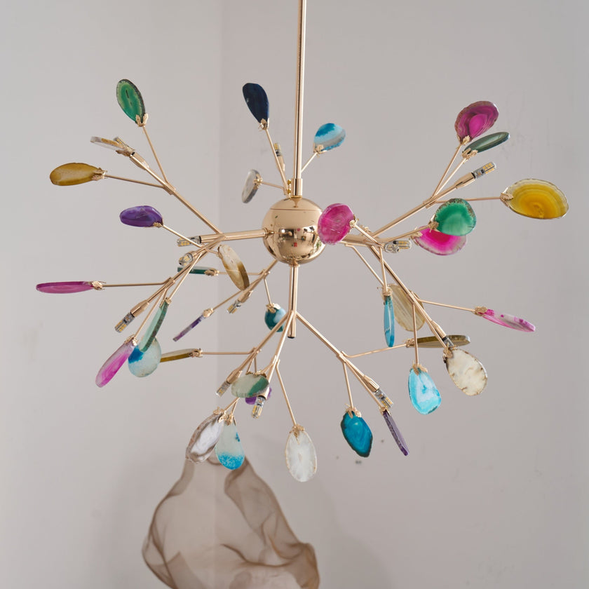Agate Slice & Brass Chandelier
