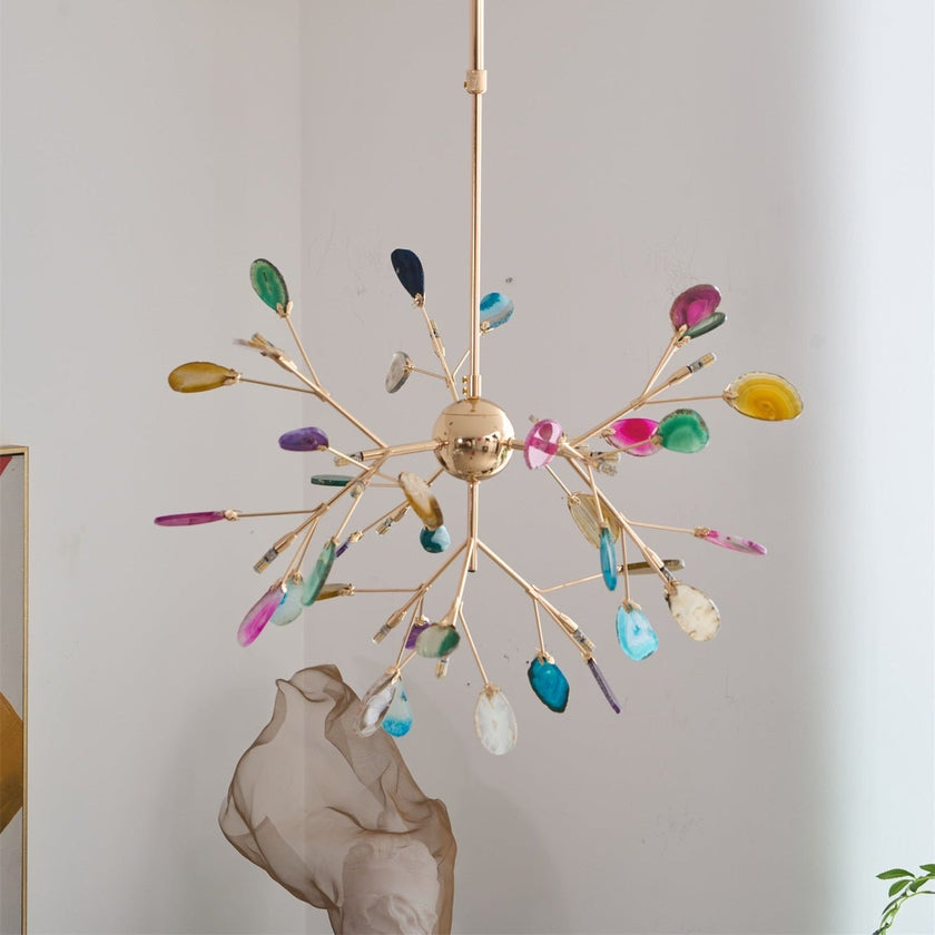 Agate Slice & Brass Chandelier