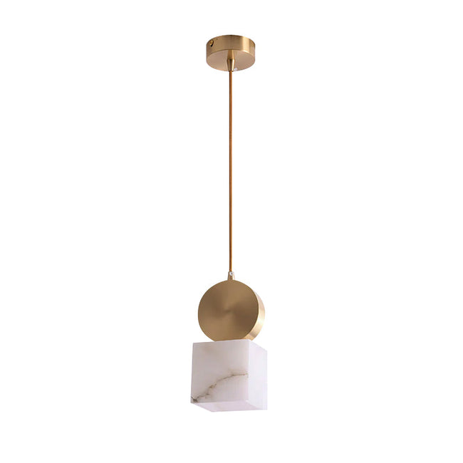 Brass Luxe Round Alabaster Pendant Light