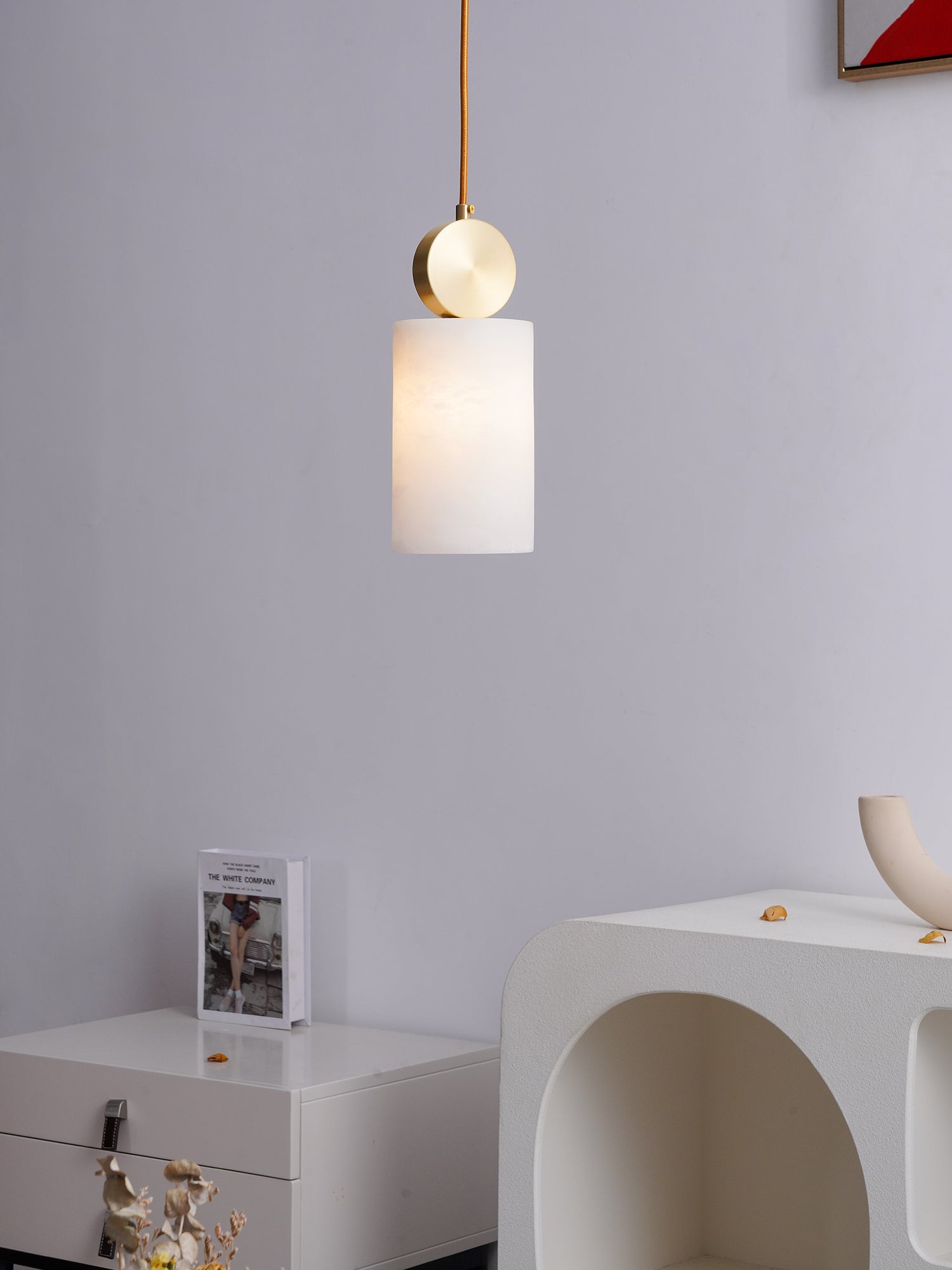Brass Luxe Round Alabaster Pendant Light