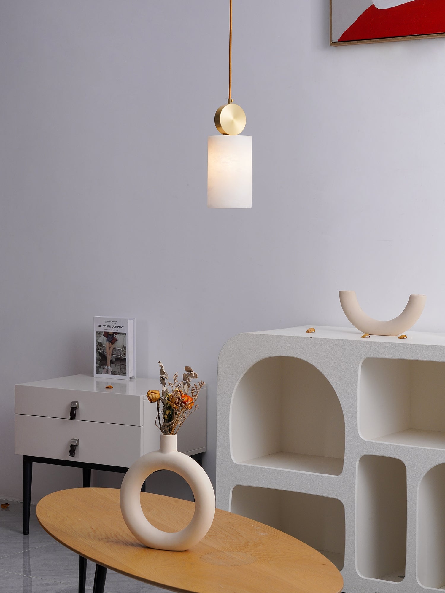 Brass Luxe Round Alabaster Pendant Light