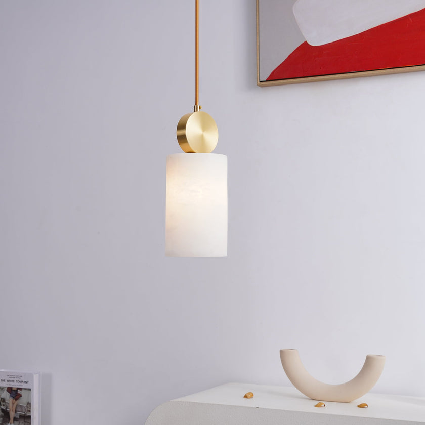 Brass Luxe Round Alabaster Pendant Light