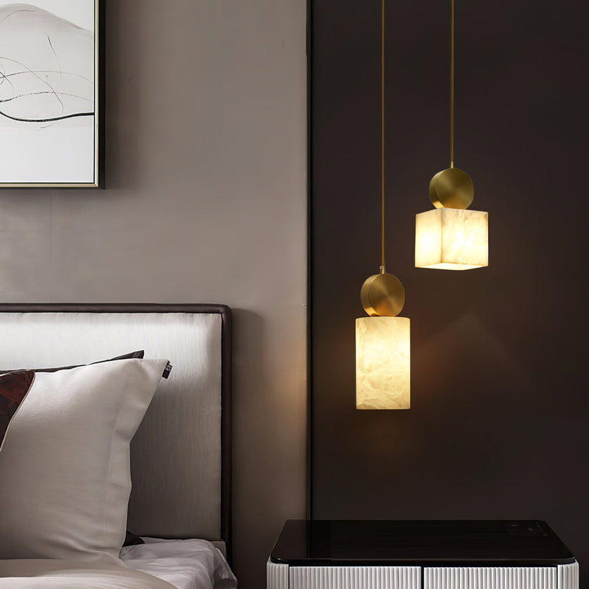 Brass Luxe Round Alabaster Pendant Light