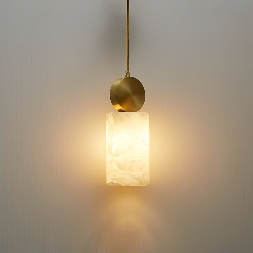 Brass Luxe Round Alabaster Pendant Light