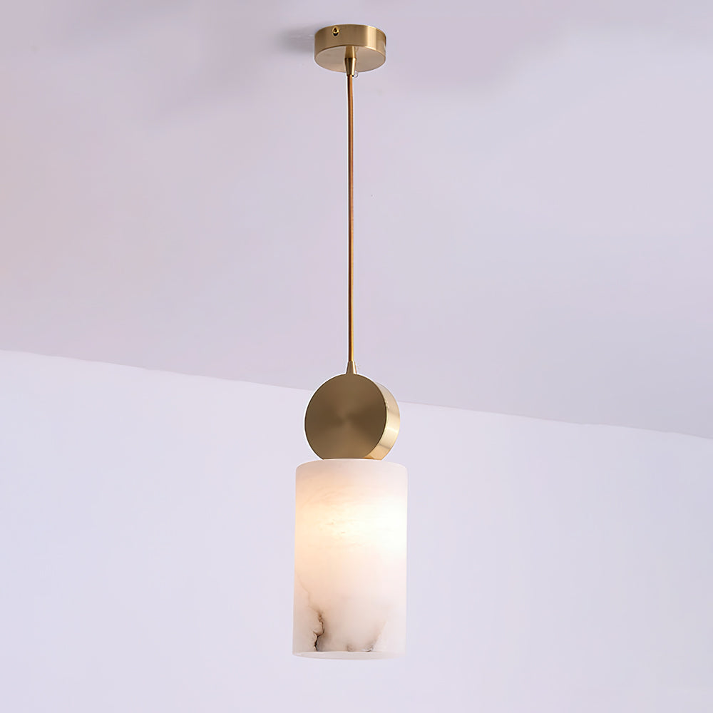 Brass Luxe Round Alabaster Pendant Light
