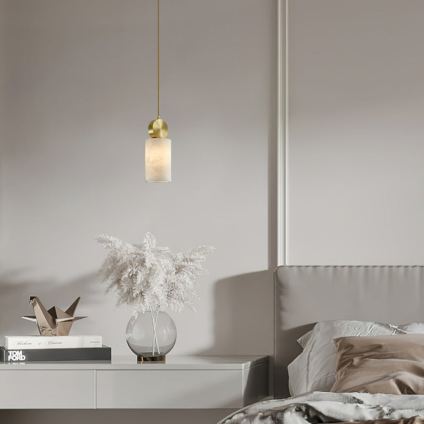 Brass Luxe Round Alabaster Pendant Light