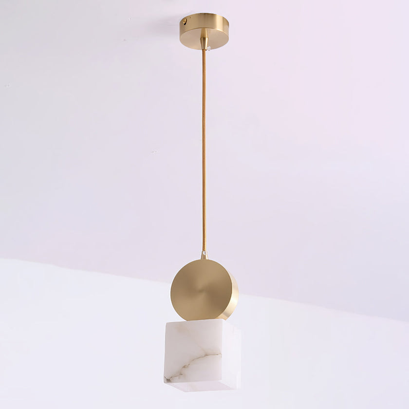 Brass Luxe Round Alabaster Pendant Light