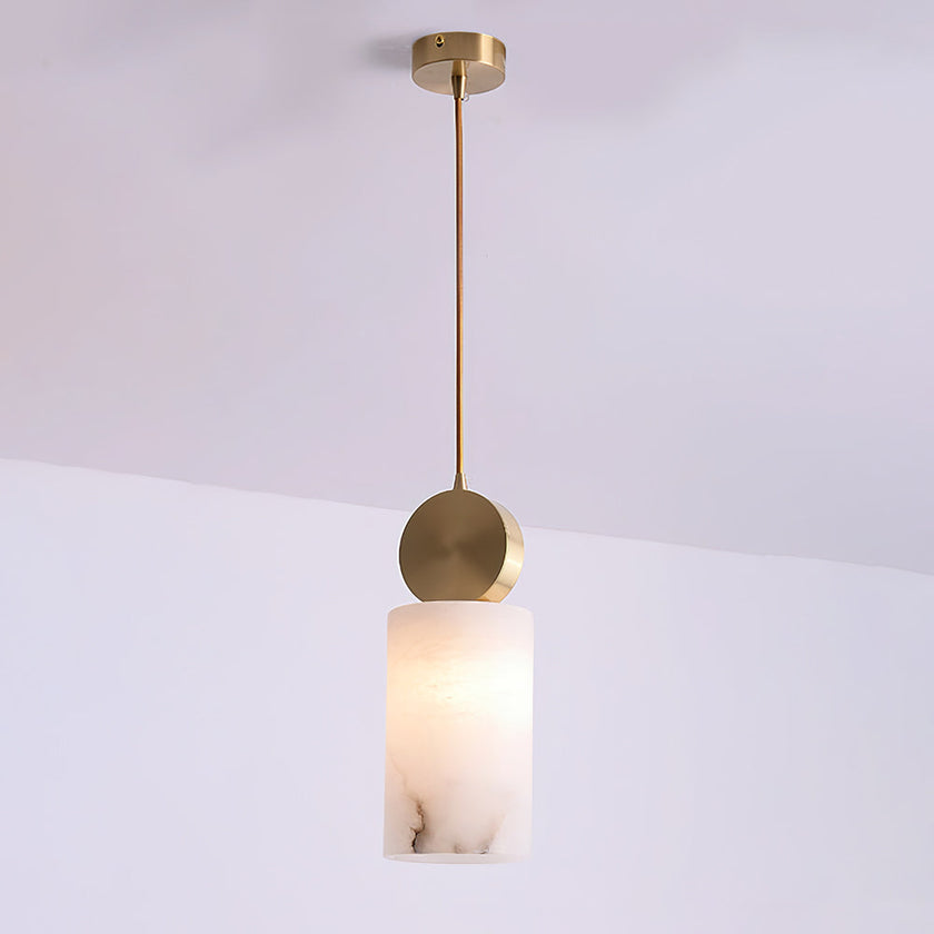 Brass Luxe Round Alabaster Pendant Light