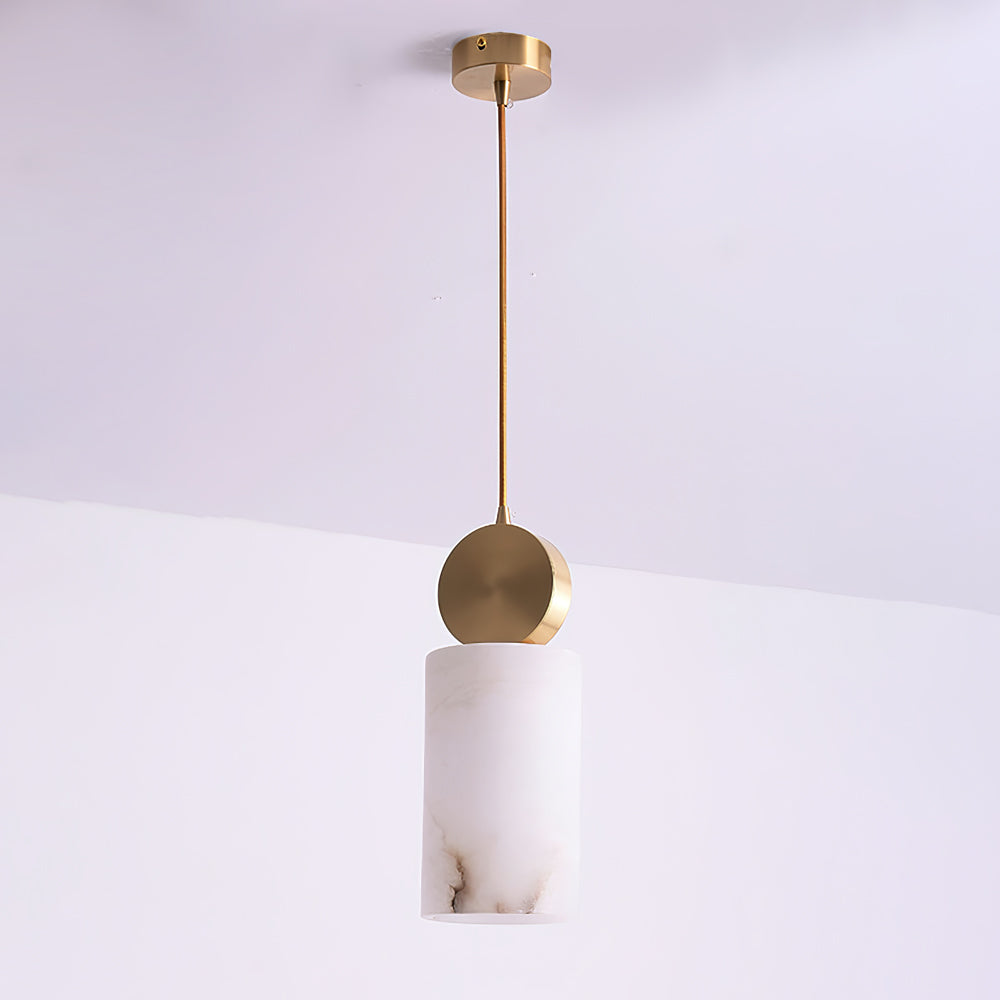 Brass Luxe Round Alabaster Pendant Light