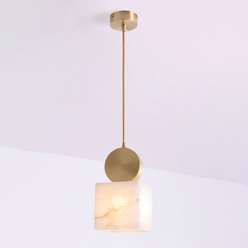 Brass Luxe Round Alabaster Pendant Light