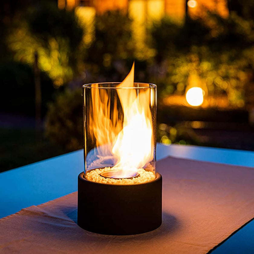 Modern Glass Cylinder Ethanol Oil Lamp