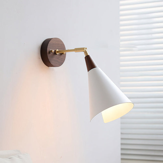 Walnut Brass Arm Wall Sconce