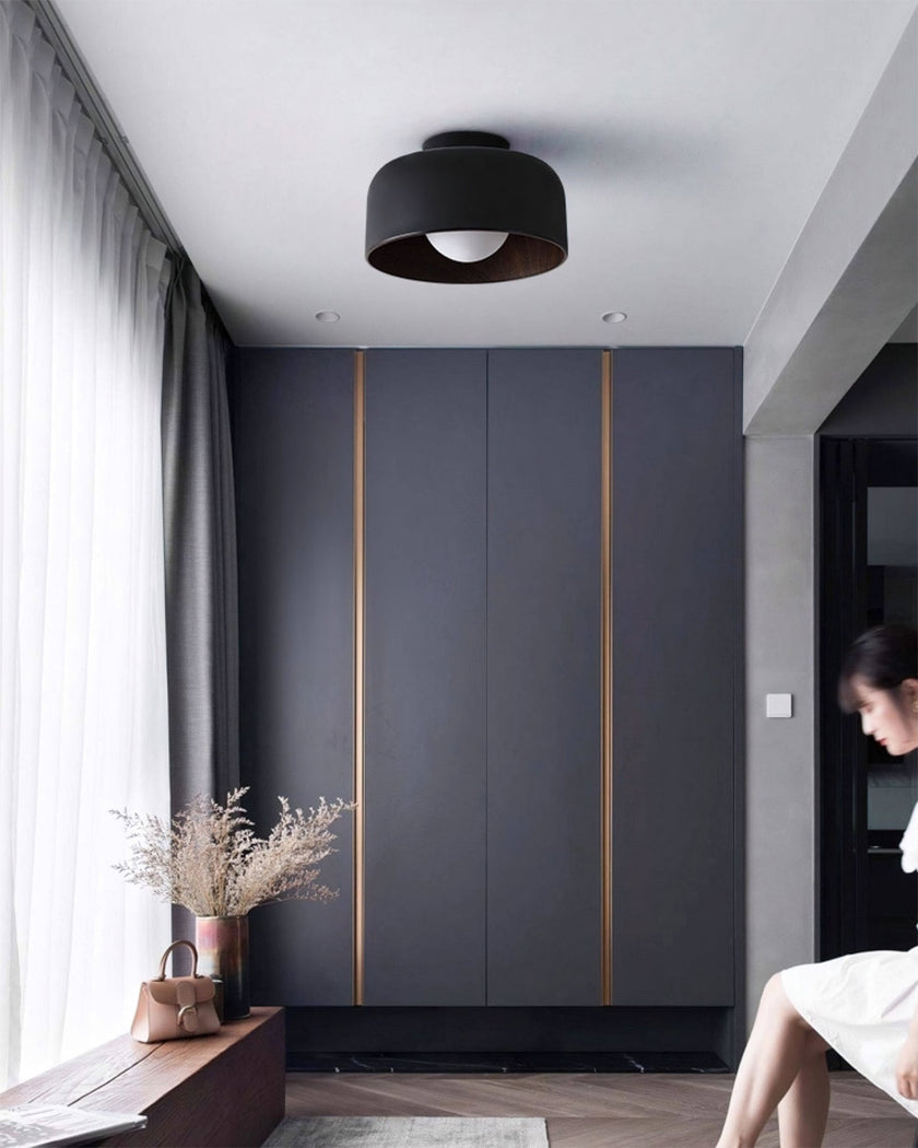 White Glass Dome Compact Ceiling Light