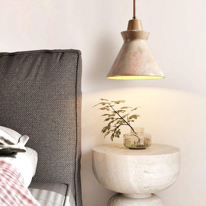 Calvrane Travertine Hourglass Pendant Light