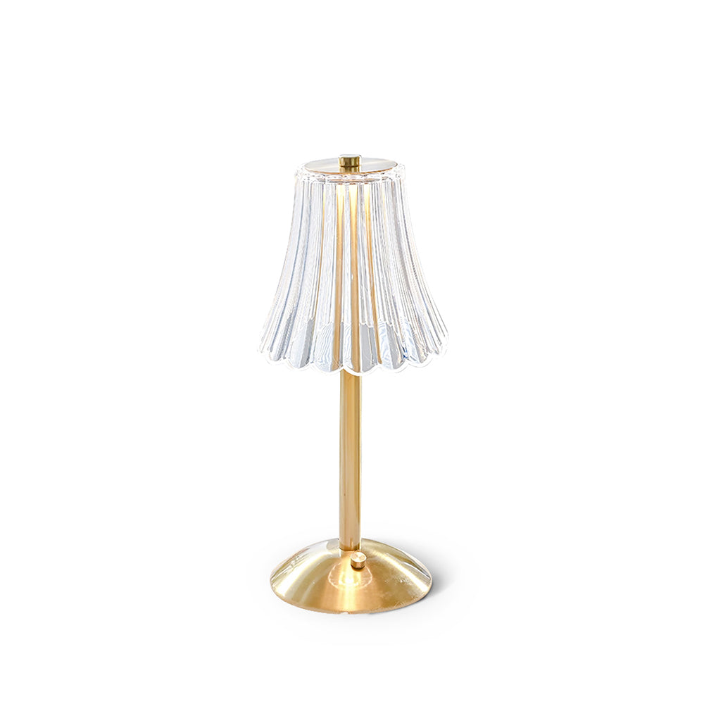 Gold Metal Faceted Cordless Table Lamp