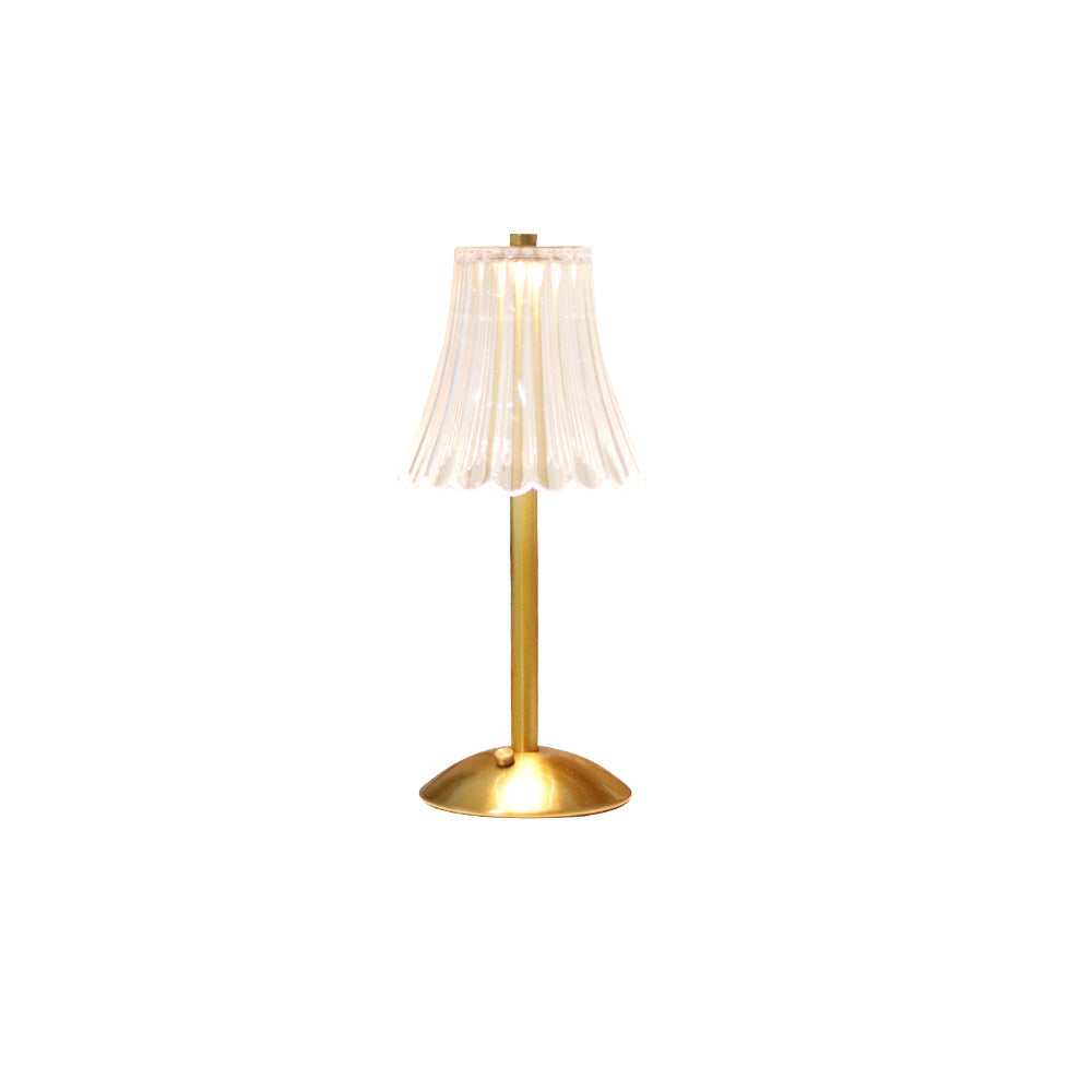 Gold Metal Faceted Cordless Table Lamp