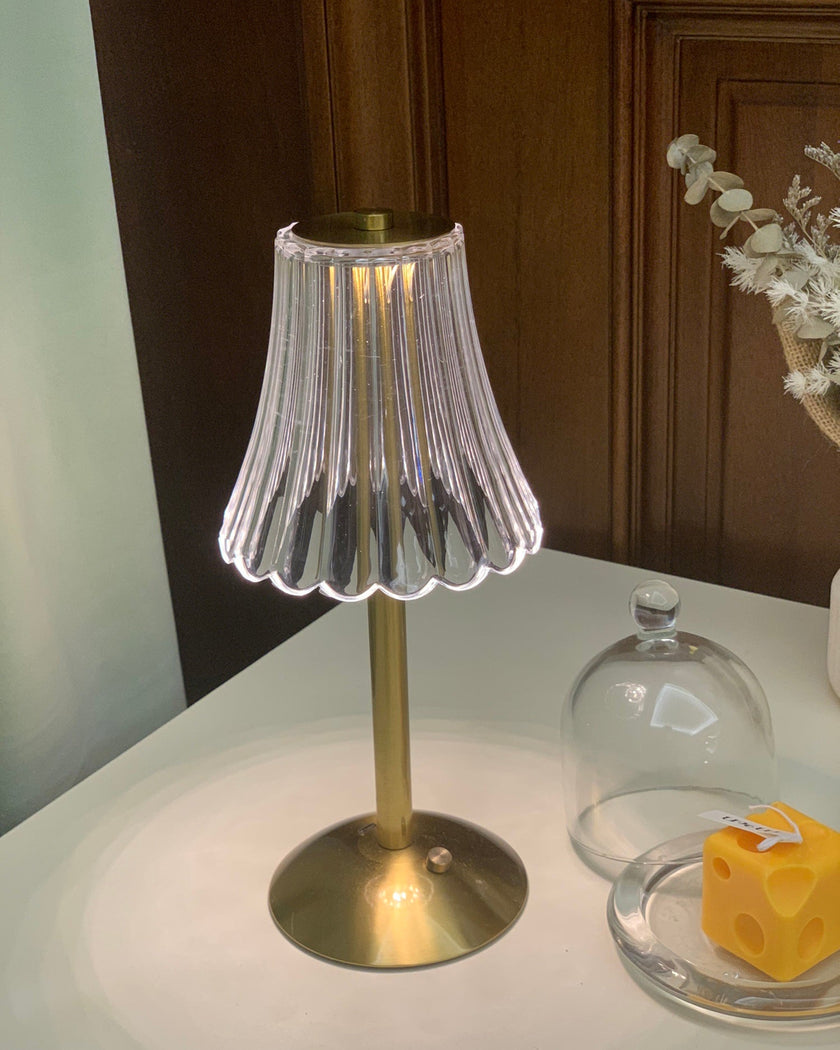 Gold Metal Faceted Cordless Table Lamp