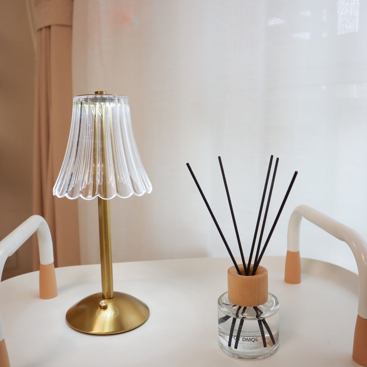 Gold Metal Faceted Cordless Table Lamp