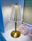 Gold Metal Faceted Cordless Table Lamp