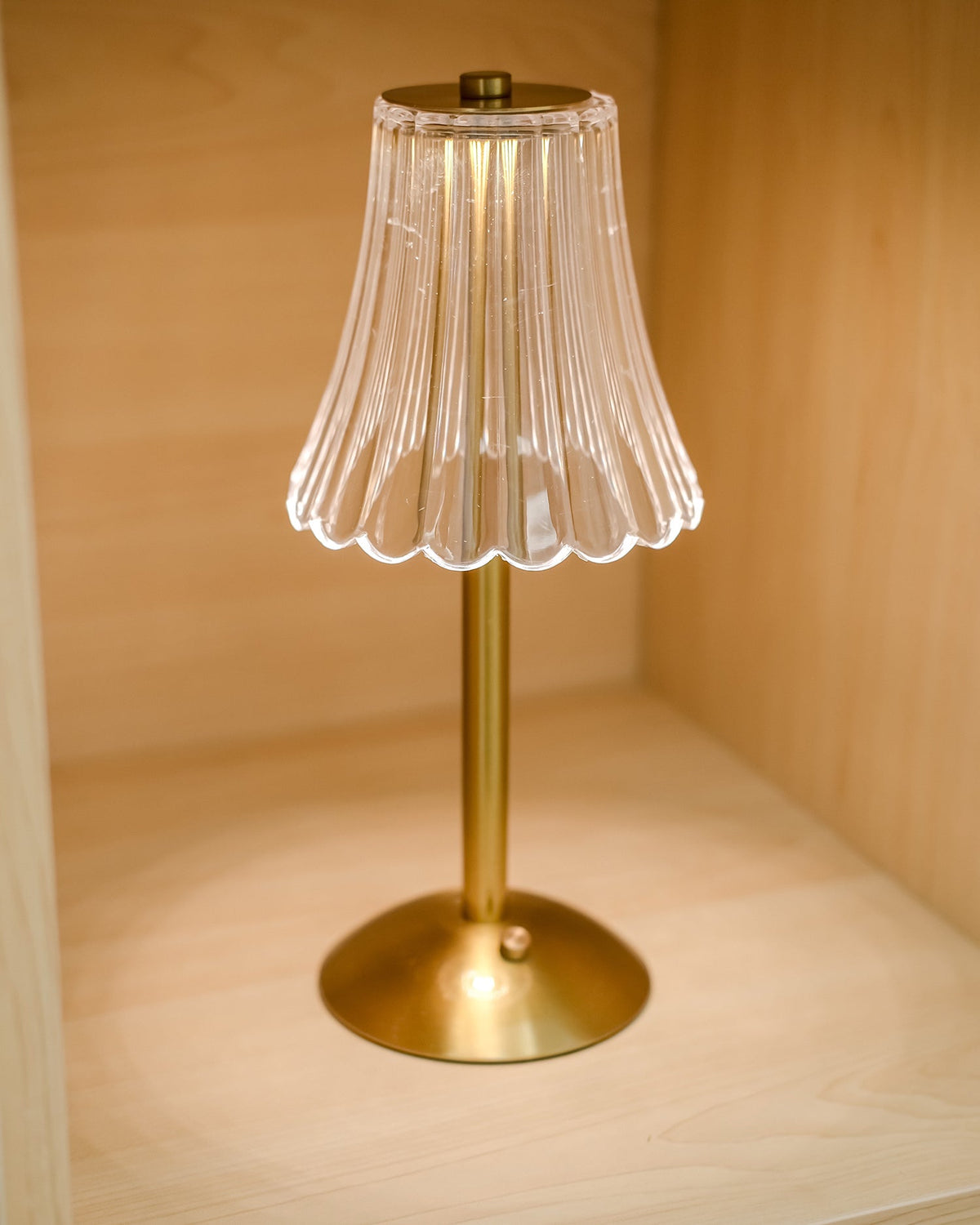 Gold Metal Faceted Cordless Table Lamp