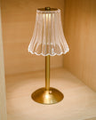 Gold Metal Faceted Cordless Table Lamp